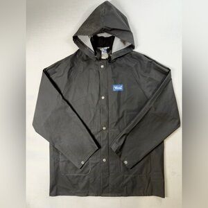 VIKING Handyman Black Hooded PVC Snap Front Rain Jacket Men's Sz Large
